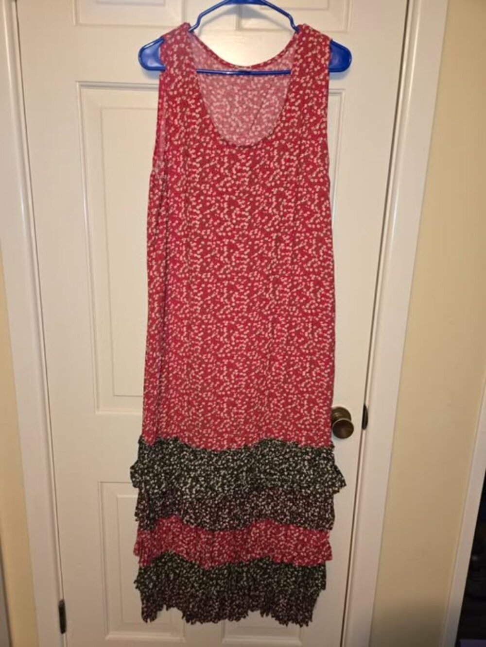 Floral Bottom Tiered/Ruffle Boho Maxi Dress Size M Multicolor Made In USA